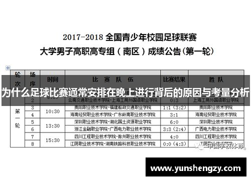 为什么足球比赛通常安排在晚上进行背后的原因与考量分析